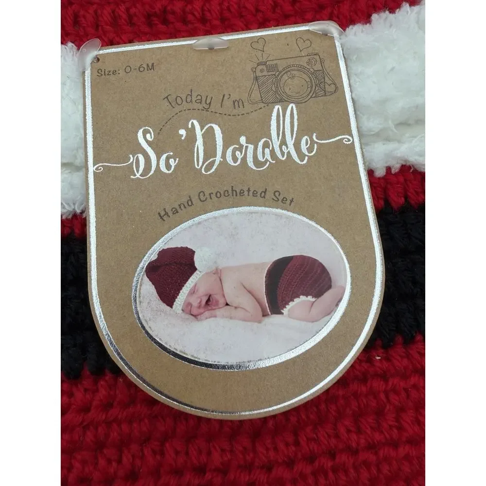 So ‘Dorable Infant Hand Crocheted Santa Set Christmas Photo Op O-6 m New
